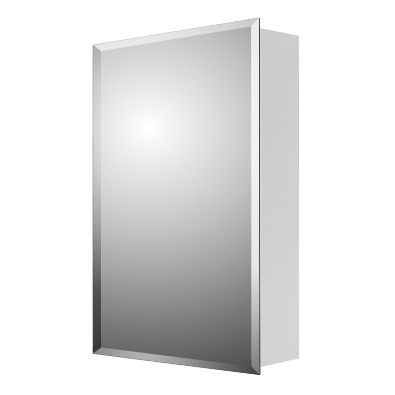 Scottville Residential Medicine Cabinet, 26" H x 16" W x 4" D, Surface Mounted, Beveled Edge Mirror