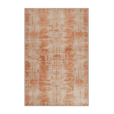 Machine Washable Abstract Brown Area Rug