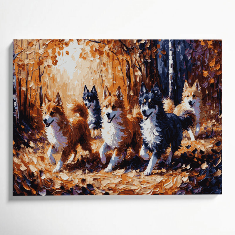 «Dogs Finnish Spitz Brown», art mural sur toile, H 11 po x l 14 po