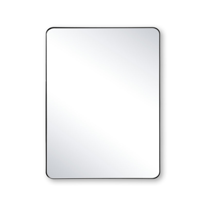 SUMERAIN Black Edge Resistant Black Bathroom Vanity Mirror for Wall, 24 x 32 Inch Aluminum Framed Mirror with Shatter-Resistant Tempered Glass, Versatile Hanging Options for Bathroom Sink or Entryway