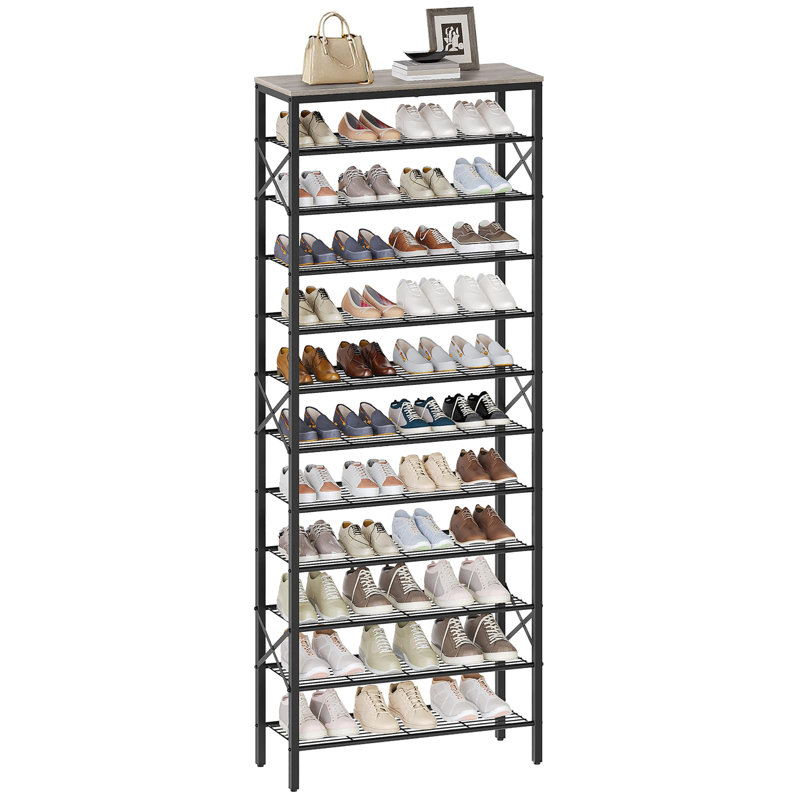 12 Tier Shoe Rack, Suitable for Entryway and Closet, Metal Mesh for Durability and Aesthetics, Greige + Black