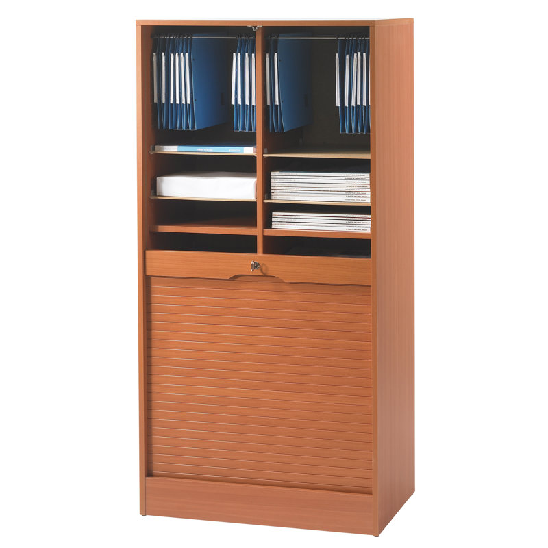 Cauley 1 -Door 16 -Shelf Tambour Unit, Cherry