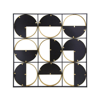 35.6" In Eclectic Styling Metal Beaded Black Wall Mirror With Contemporary Design For Bedroom,Liveroom & Entryway