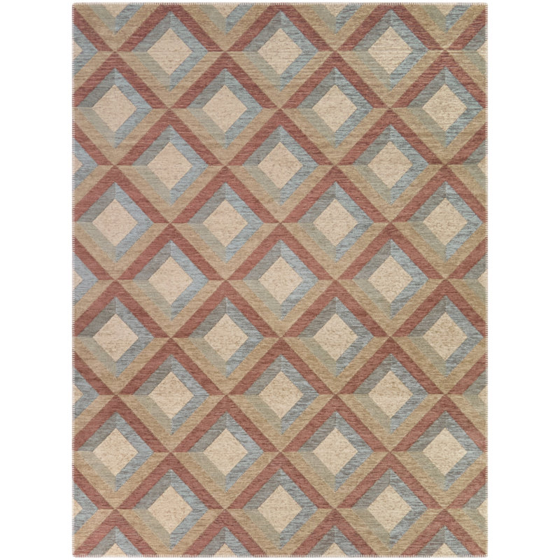 Tapis bleu / rouge Eloise, Rectangle 7 pi 10,5 po x 10 pi 0,1 po