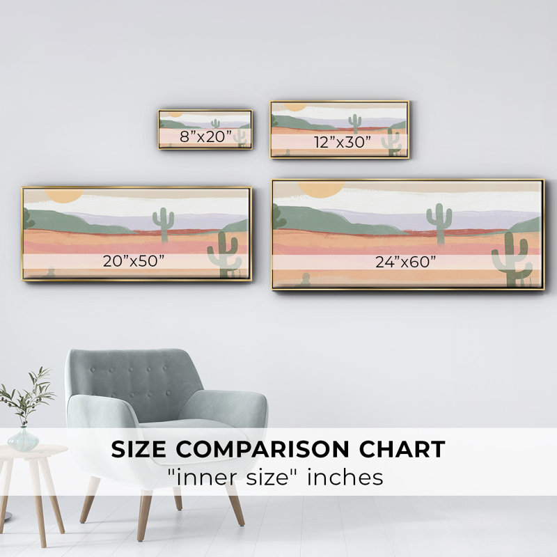 Cactus Plateau II- Framed Canvas, 20" H x 50" W