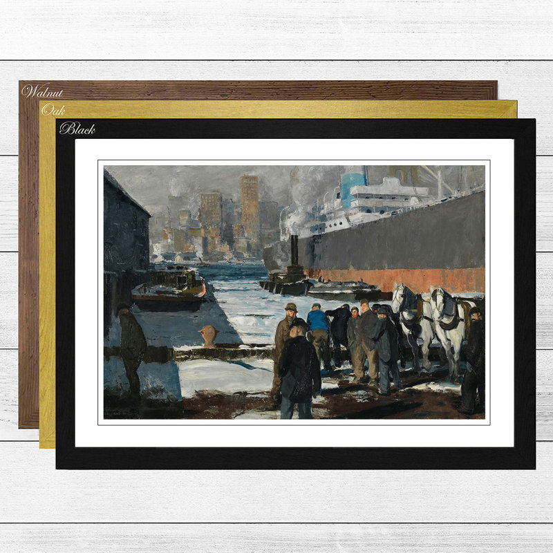 Men of the Docks by George Bellows - Framed Print, Walnut