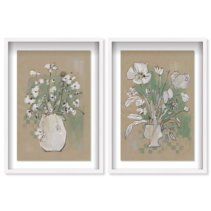 Spring Energy Set Shadowbox Floral & Botanical Print by Oliver Gal, Black Frame, 10 x 15, 16.5" H x 11.5" W, White Shadowbox