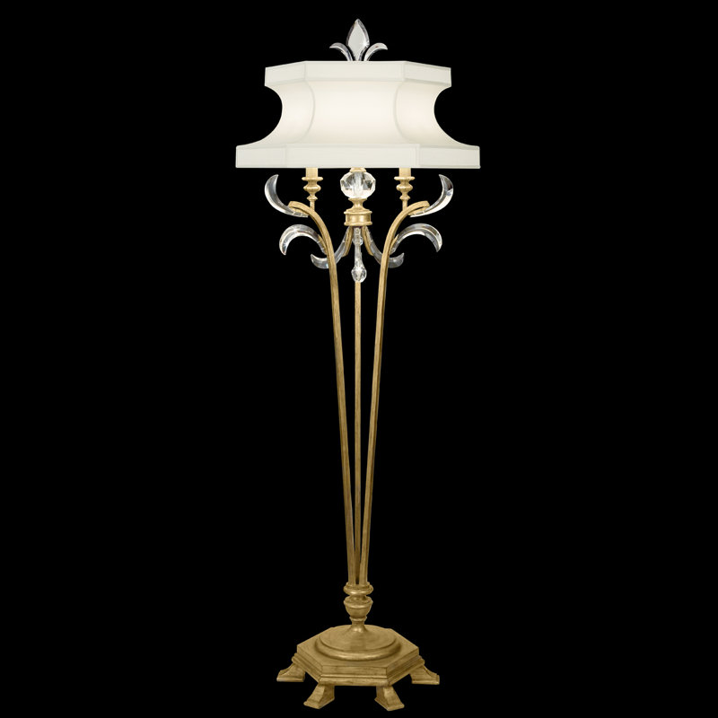 Lampe sur pied arquée biseautée 72 po, Oui, Feuille d'or estompée