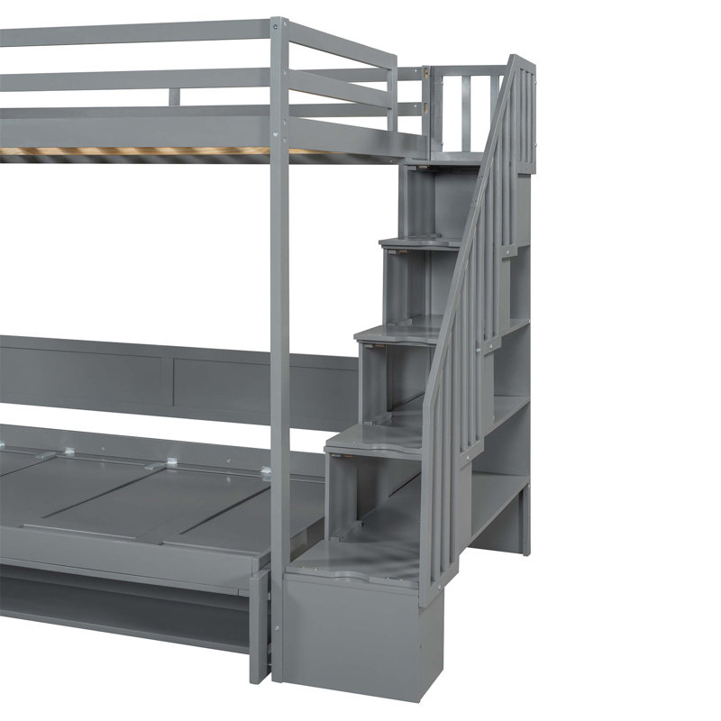 Lit escamotable innovant avec relevage hydraulique et conception de bureau caché, combinant fonctionnalité de lit superposé et style de lit mezzanine pour économiser de l'espace
