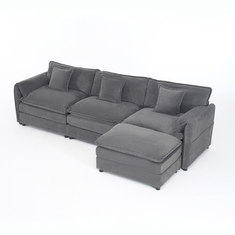 L Shaped 3-Seater Sofa (Gray)