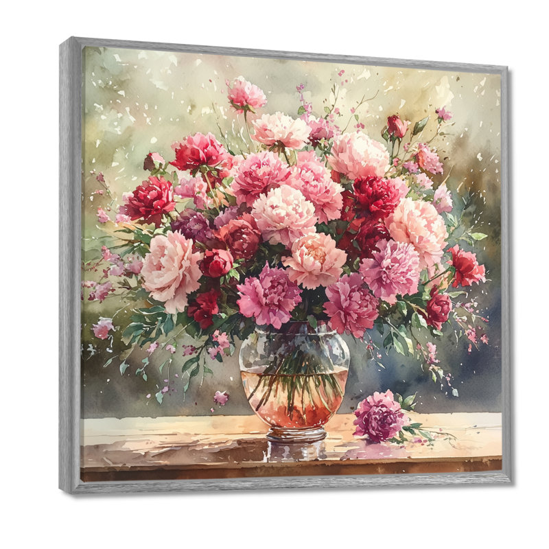 «Rustic Romance Bouquet Of Roses III», art mural assorti, Impression encadrée flottante, Argent argent, H 30 po x l 30 po