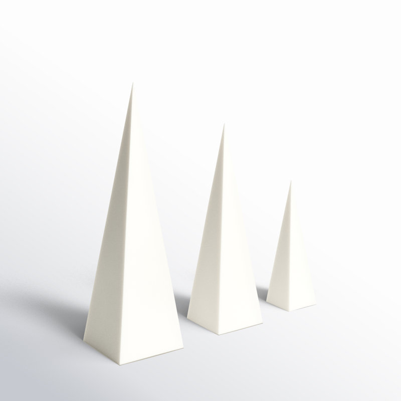 Pyramid Object 3 Piece Sculpture Set, White