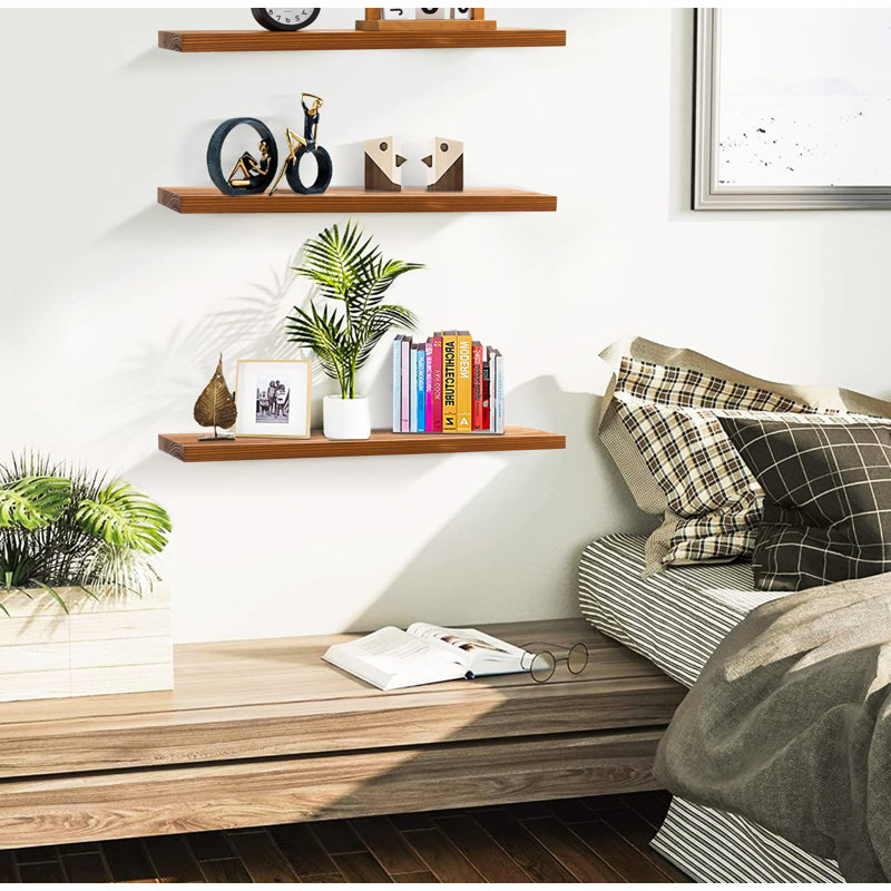 Solid Wood Floating Shelf (Set of 3), Walnut