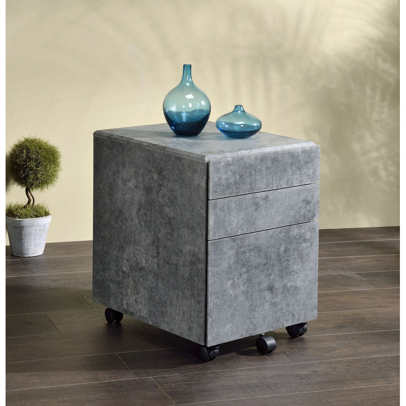 Rotem 3 Vertical Filing Cabinet, Faux Concrete