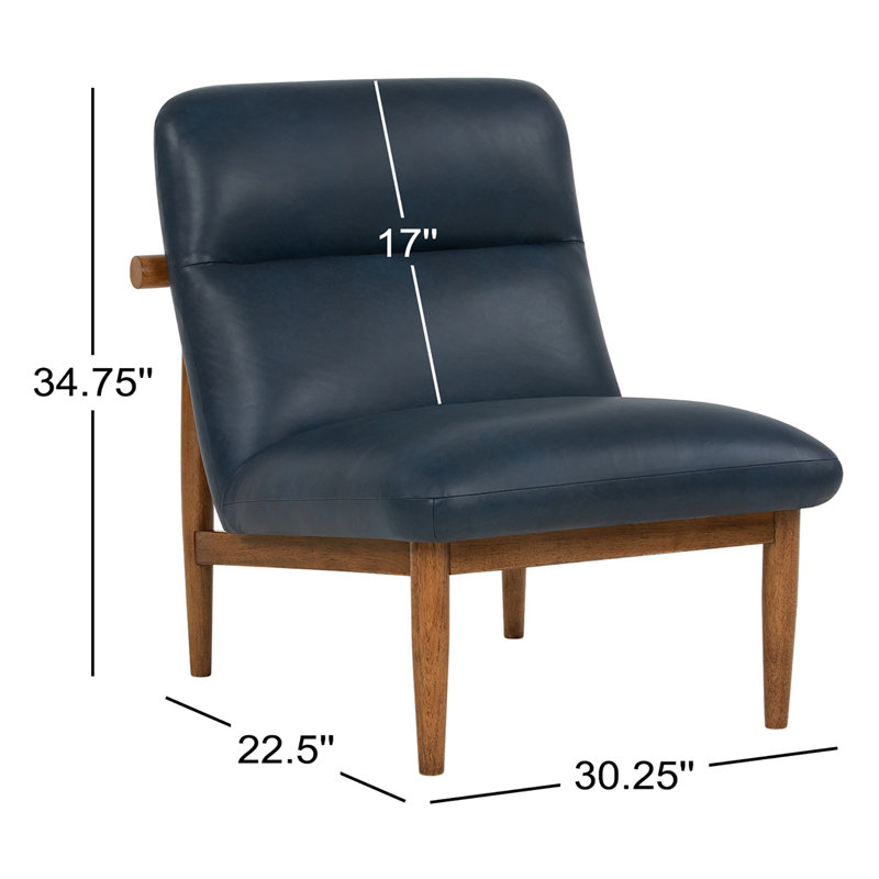 Hudson Leather Accent Chair, Oxford Blue Genuine Leather