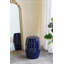 Tabouret de baril en céramique D13x18" avec motif ajouré bleu cobalt, table d'appoint