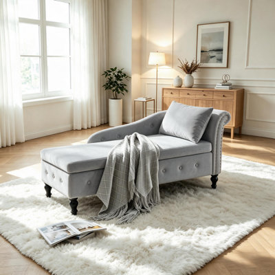 Eastham 58"L Velvet Storage Chaise Lounge