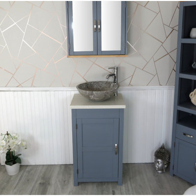 Scranton 515 mm Freestanding Cloakroom Vanity with Vessel Stone Basin
