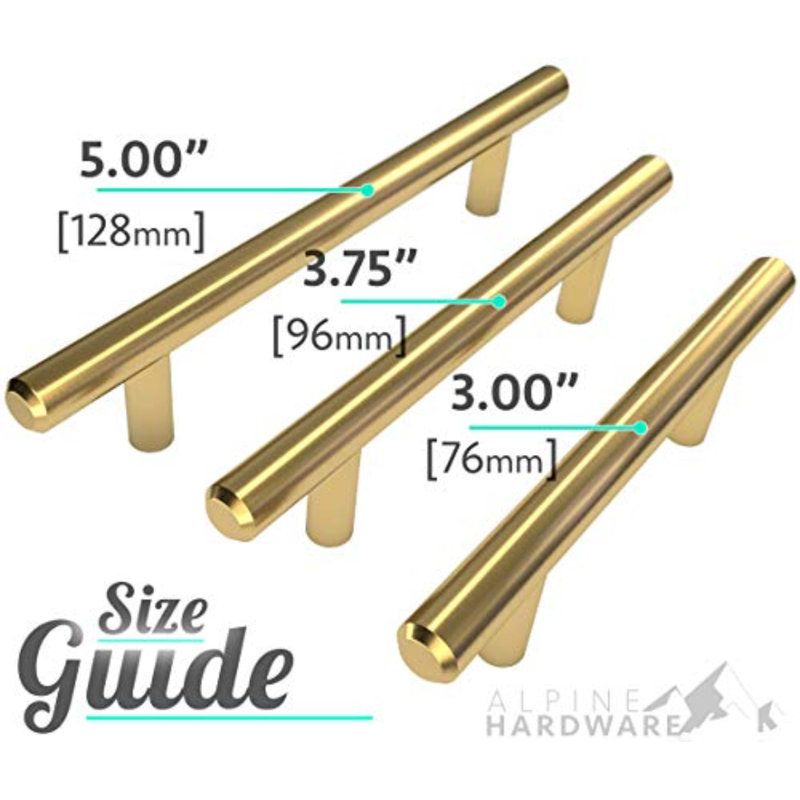 Gold Brass 3.75'' Center to Center Steel Bar Pulls Set
