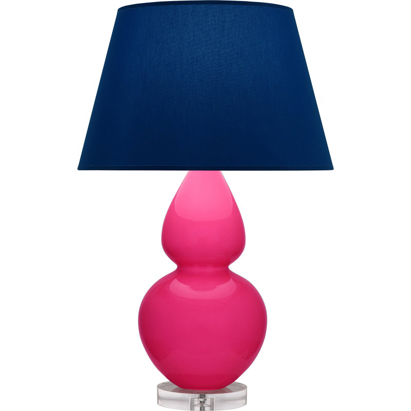 Double Gourd Table Lamp, Daisy Glazed/Silver, Pearl