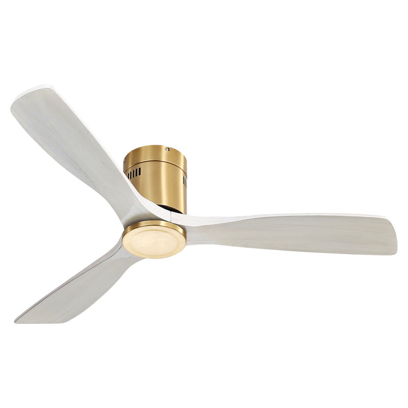 Ventilateur de plafond à profil bas 52 po. Pc 3 ventilateur en bois massif, télécommande sans moteur réversible sans lumière