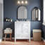 Meuble-lavabo autoportant 24 po en bois massif + panneau de fibres à densité moyenne avec lavabo intégré en céramique, armoire de bain blanche avec tablettes de rangement, porte à fermeture en douceur, 3 tiroirs et poignées-1866605627