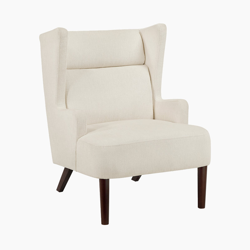Ferriday 27.5" Flared Arms Chenille Chair, Beige Chenille