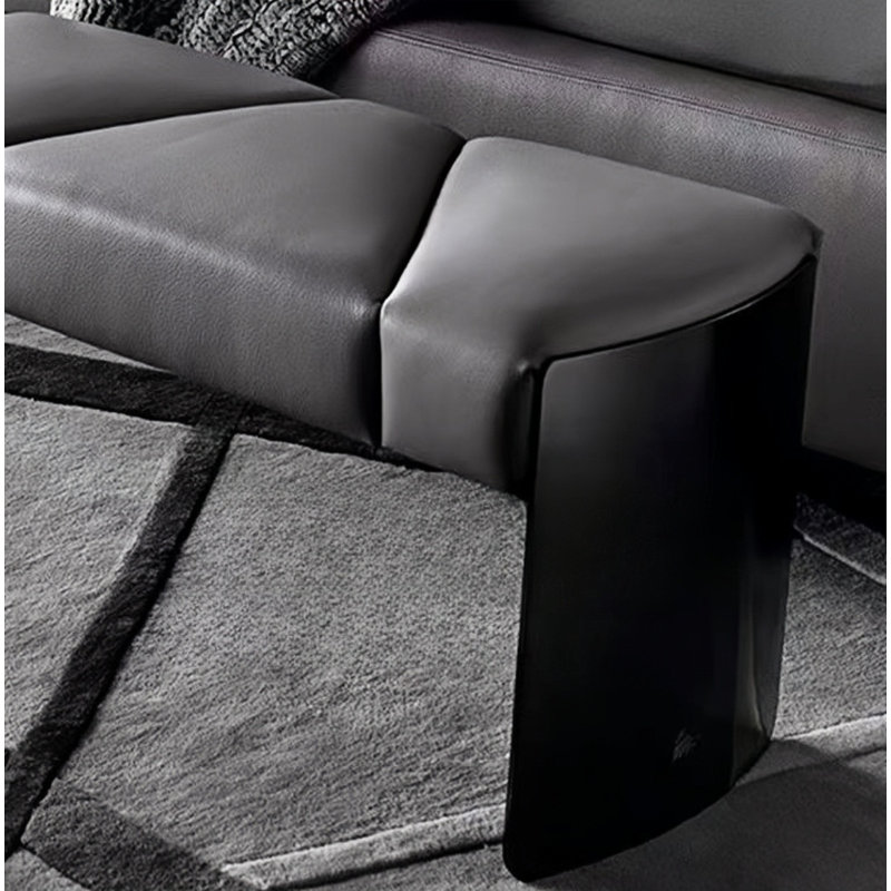 Banc rembourré en cuir véritable Juilliard, H 16,53 po x l 66,92 po x P 15,74 po