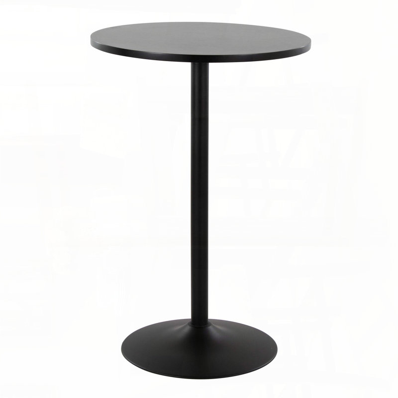 Table Mid-Century moderne réglable à 3 hauteurs - métal noir et bois noir, H 42,5 po x L 27 po x l 27 po, Noir