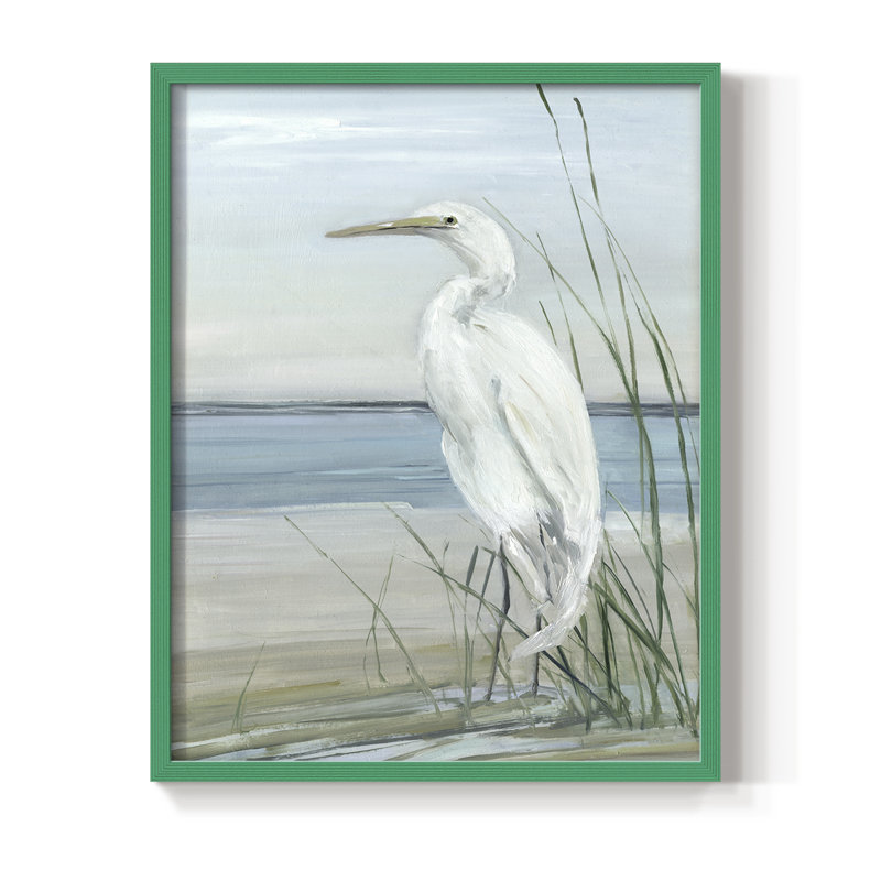 Summertime Heron II, reproduction encadrée - bois massif, H 15 po x l 12 po, Vert