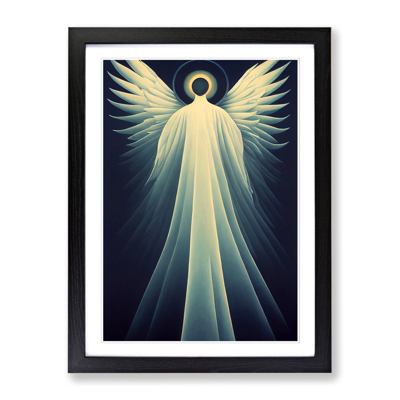 Lone Angel - Single Picture Frame Print, 64cm H x 46cm W x 2cm D, Walnut