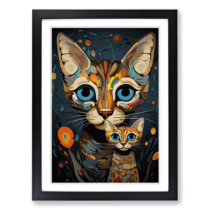 Bengal Cat Dadaism No.2 - Framed Print, 34cm H x 25cm W x 2cm D, Black Framed