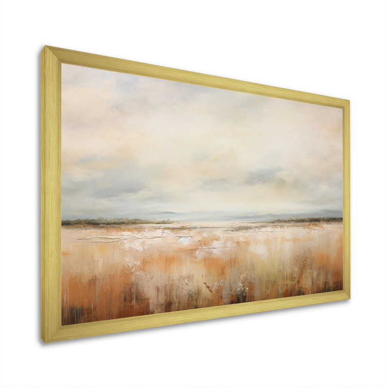 Meadow Grasslands Minimalisme III - Imprimé, Cadre doré simple, H 30 po x l 40 po x P 1,5 po