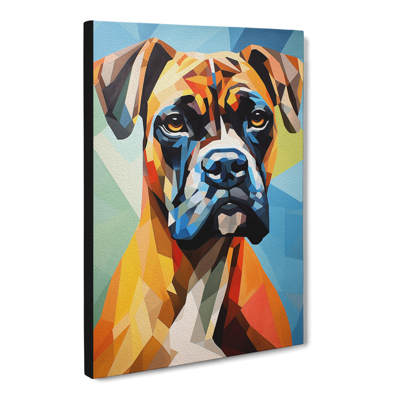 Boxer Dog Cubism - Wrapped Canvas, 60cm H x 40cm W x 3cm D