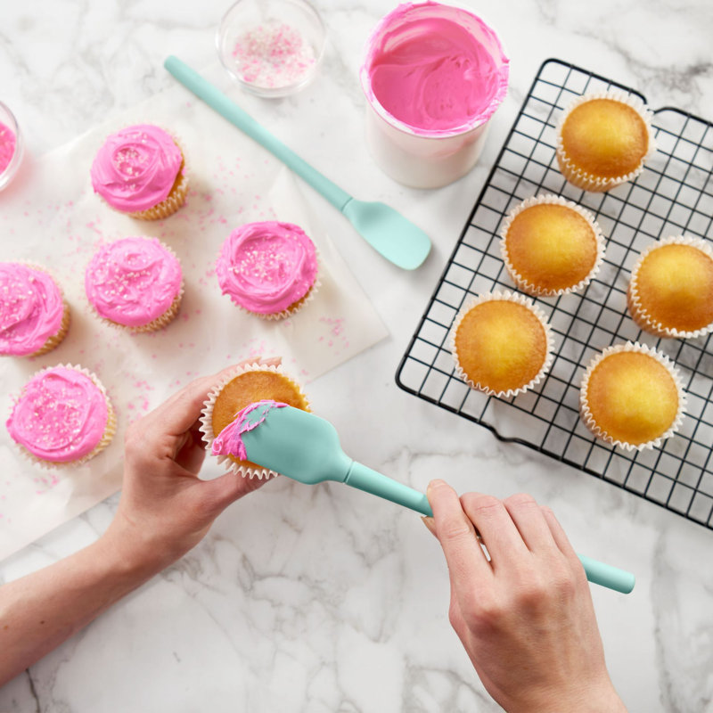 Tovolo Flex-Core® All Silicone Mini Spatula and Spoonula, Light Aqua