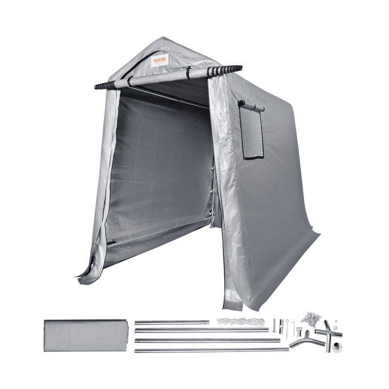 Gray 6' x 8' Portable Storage Shed with Windows