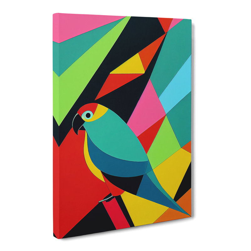 CAN-V0523-1749X Parrot Geometric - Wrapped Canvas Print, 50cm H x 35cm W, Unframed