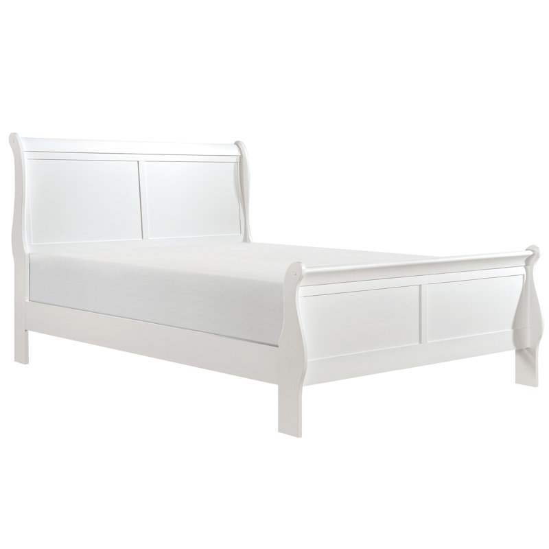 Mobilier de chambre double pleine grandeur, lit de style avec lit traditionnel, pour la décoration, Lit double, Blanc