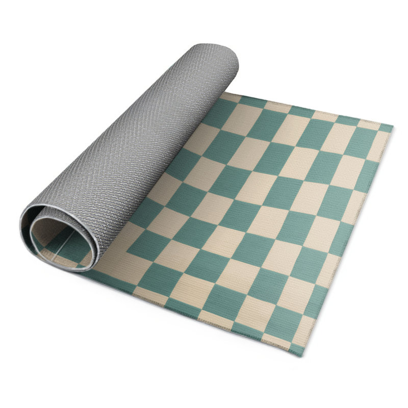 Tapis d'intérieur et d'extérieur à carreaux beige, Rectangulaire 2 pi x 3 pi