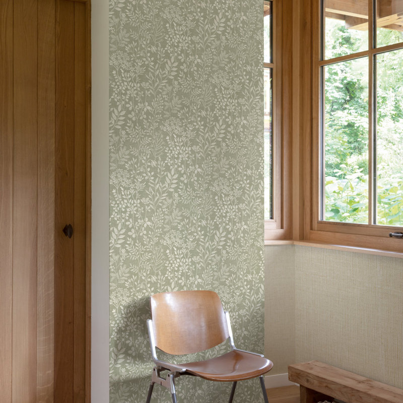 Karuna Collection Branched Leaves Wallpaper Roll, Green