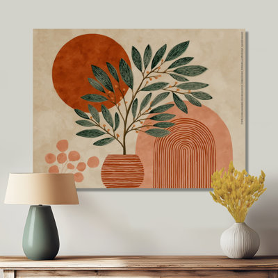 «Green and Terracotta Minimalisme Sage Plants - Botanicals Wall Art», reproduction sur toile botanique verte