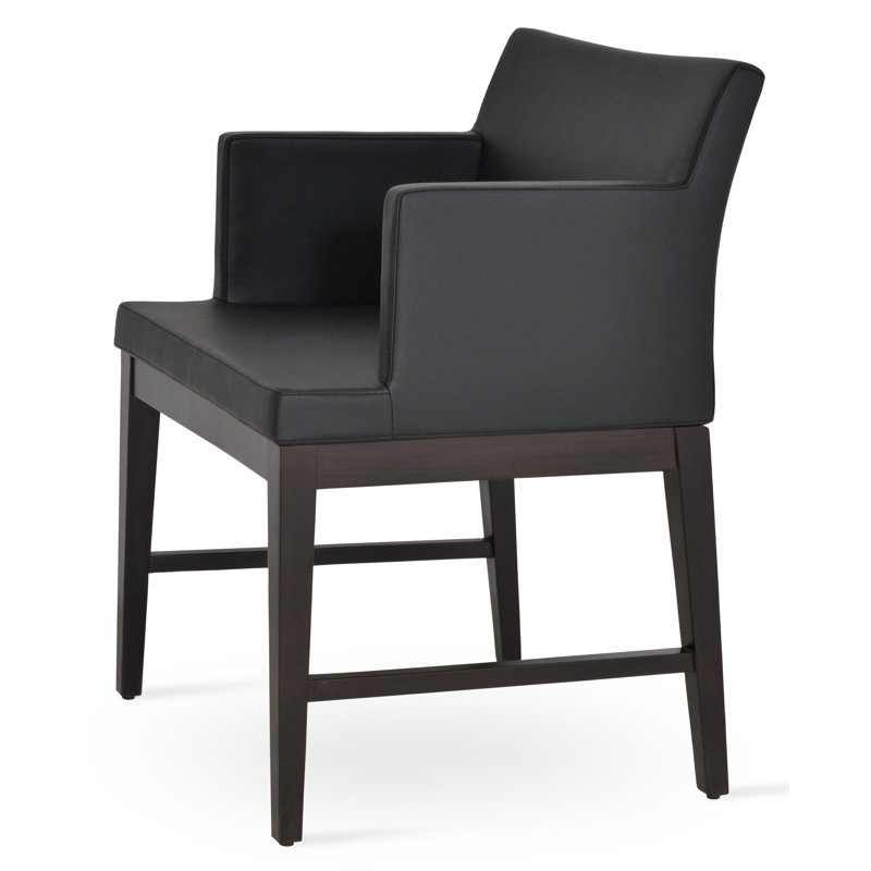 Soho Wood Arm Chair, Wenge, Black Pepper Cotton