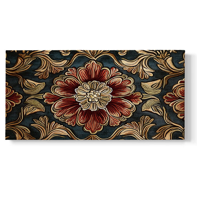 Botanical Series-CC- Toile tendue avec châssis tendue, prête à être accrochée, H 21 po x l 41 po, Doré