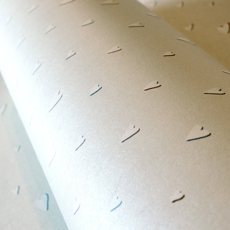 Alianis Smooth Glitter Hearts 10.05m x 53cm Wallpaper Roll, Grey