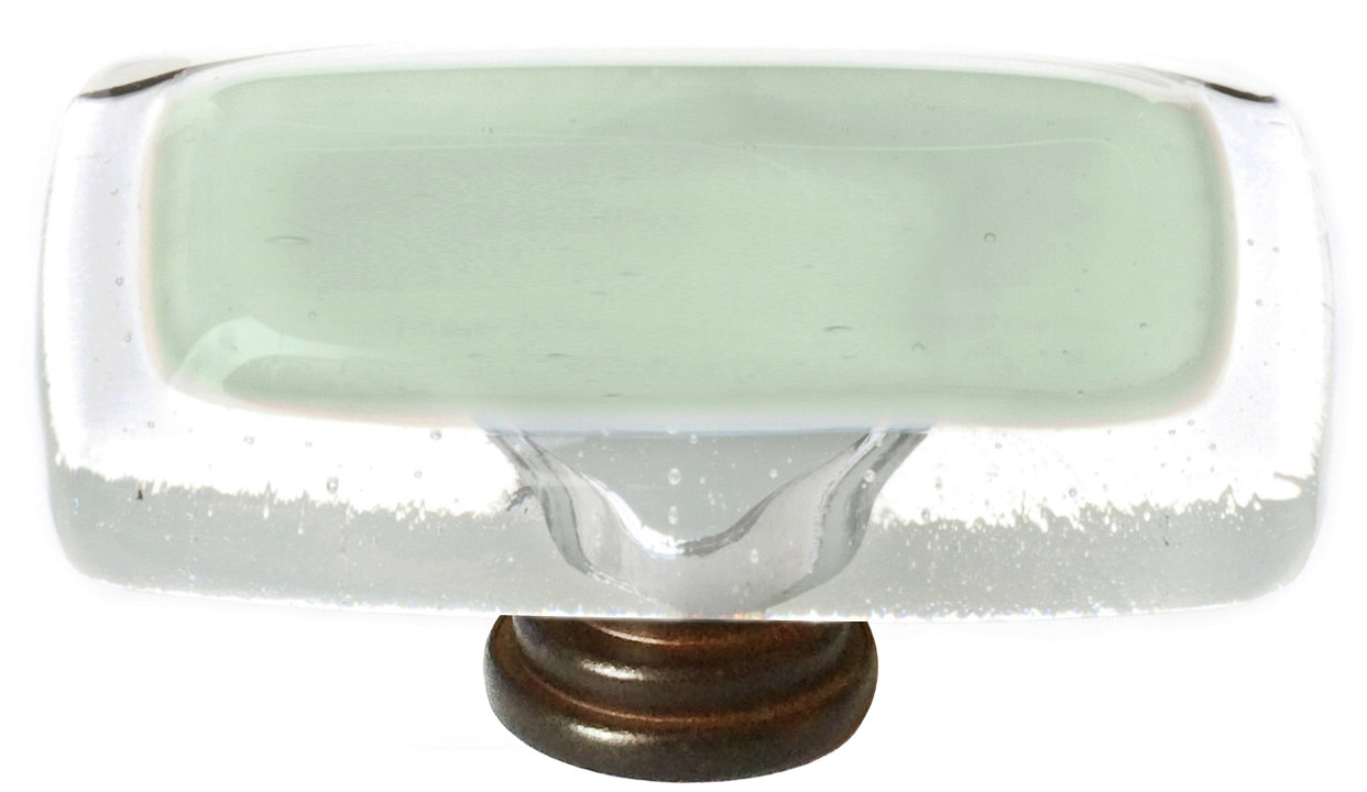 Reflective Rectangular Cabinet Knob, Polished Chrome, Spruce Green