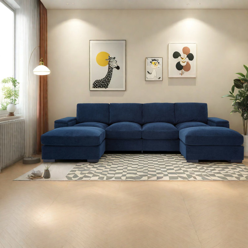 Spacious Sectionals, Polyester And Corduroy, Modern Comfort For Home And Office