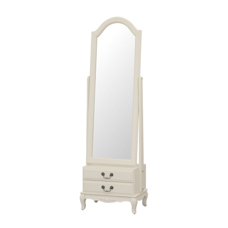 Burton Solid Wood Floor Mirror with Drawers