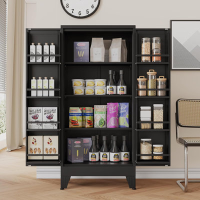 51" Metal Kitchen Pantry Cabinet, Storage Cabinets with 2 Door and 3 Adjustable Shelves, White Freestanding Food Storage Cabinet, Steel Cupboard for K by Mercer41