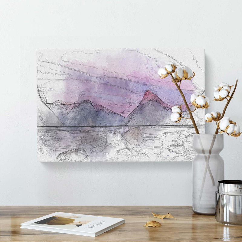 Rocks at the Milford Sound Fiord in Abstract - Wrapped Canvas Drawing - Wrapped Canvas, 50cm H x 76cm W x 3cm D