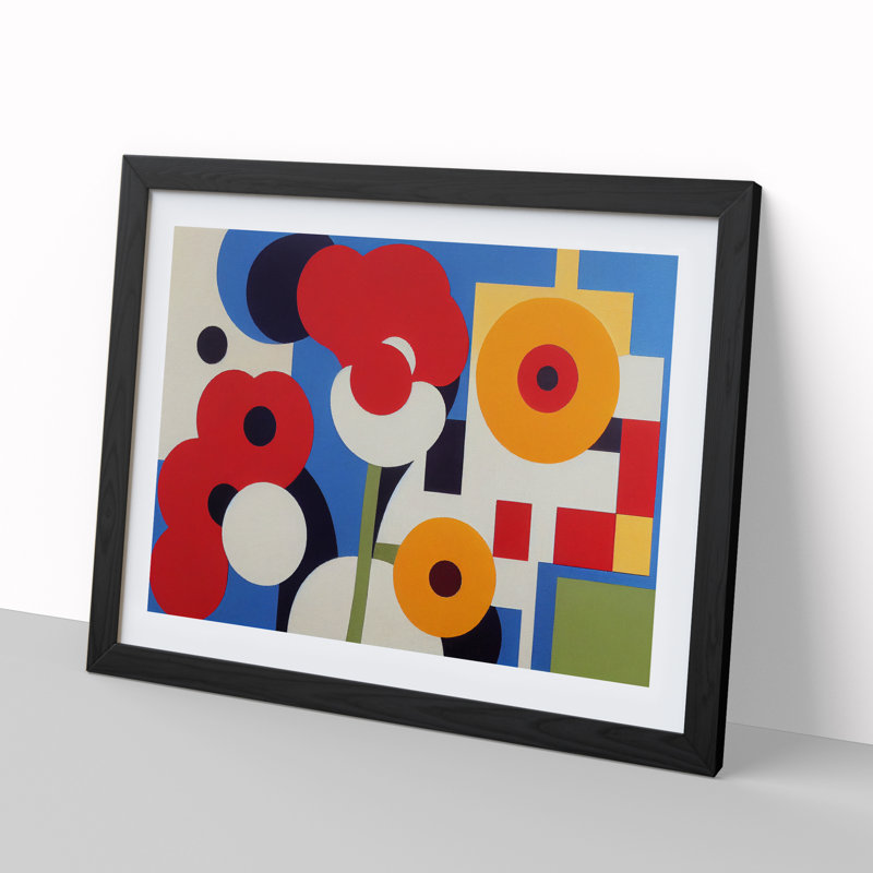Entrancing Abstract Flowers - Single Picture Frame Print, Black, 46cm H x 64cm W x 2cm D